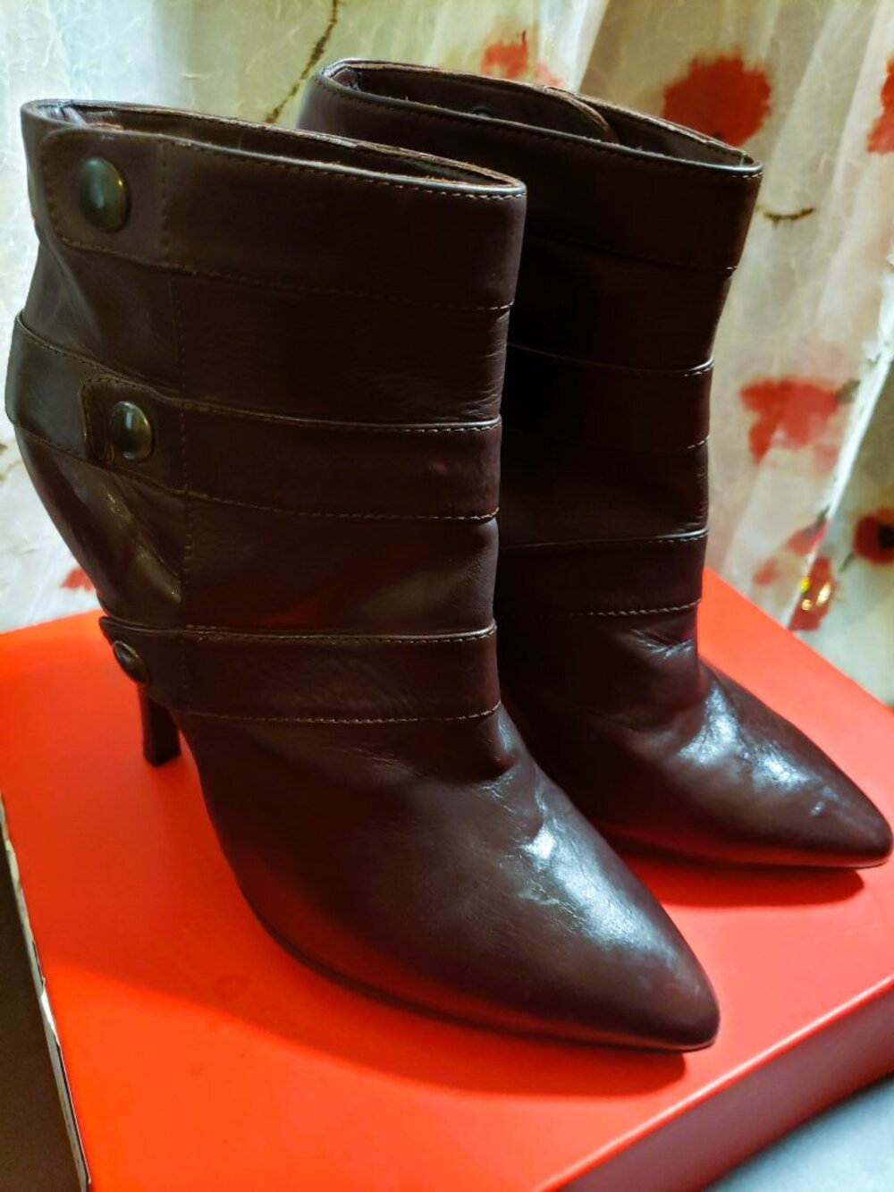 Sigerson Morrison Italian Leather Moto Ankle Boots Women’s Size 8 Espresso Brown